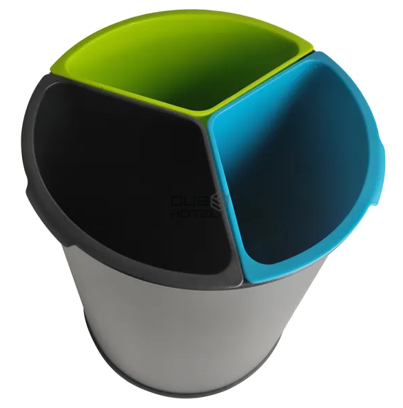  Cubo Reciclaje Acero Inoxidable 3 Separadores SIMEX
